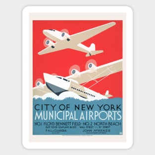 City of New York Municipal Airports Vintage Poster 1937 Sticker